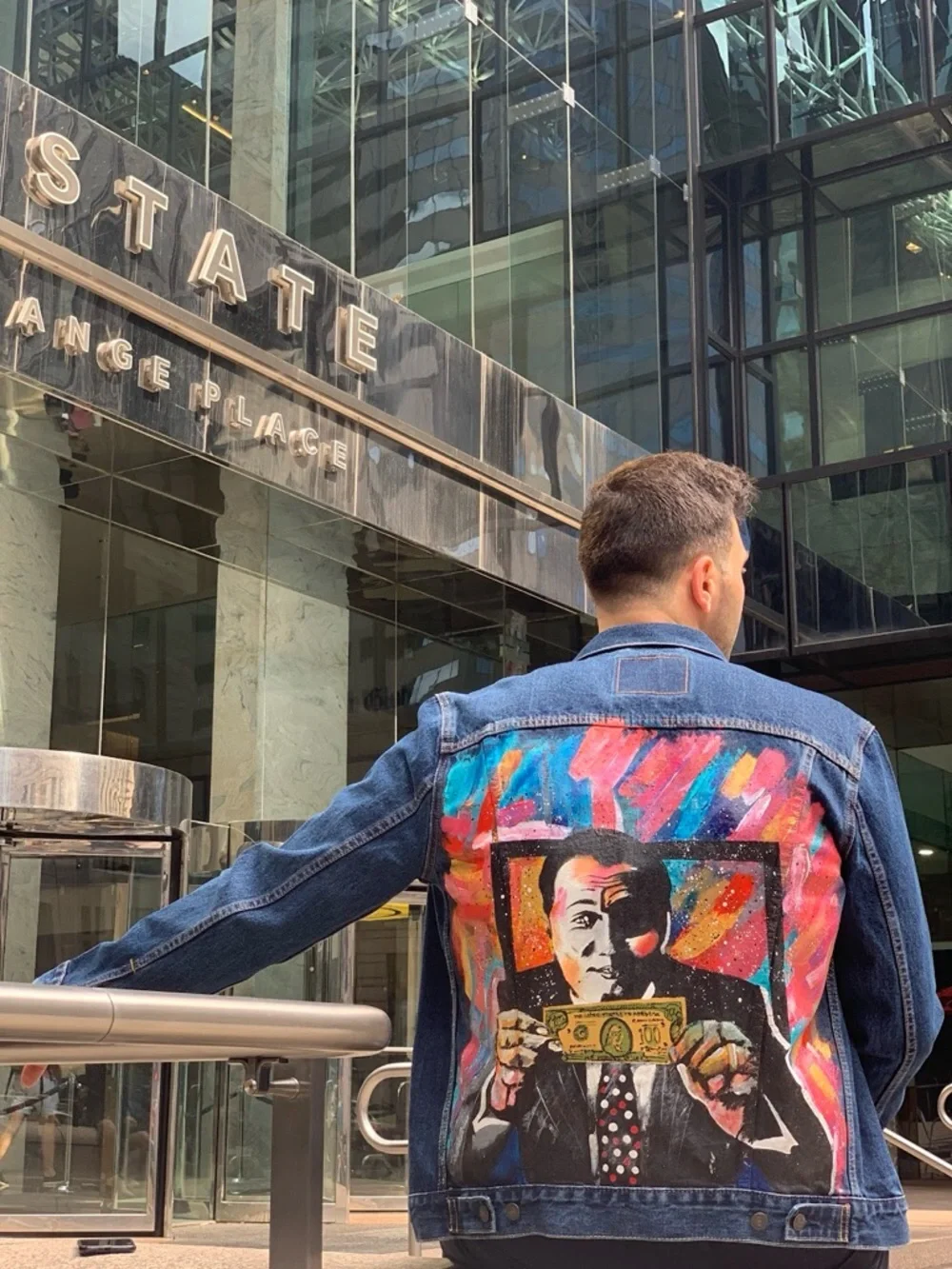 Hand Painted Denim Jacket inspired by The Wolf of Wall Street movie - Picture 4 of 4
